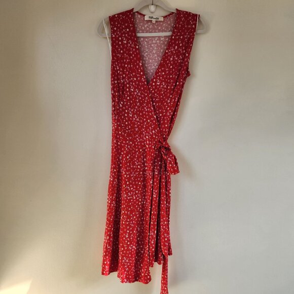 Diane Von Furstenberg Red Jasmine Floral Wrap Dress Size Medium - Picture 2 of 7